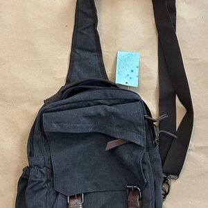 Men's Casual Black Canvas Sling Bag